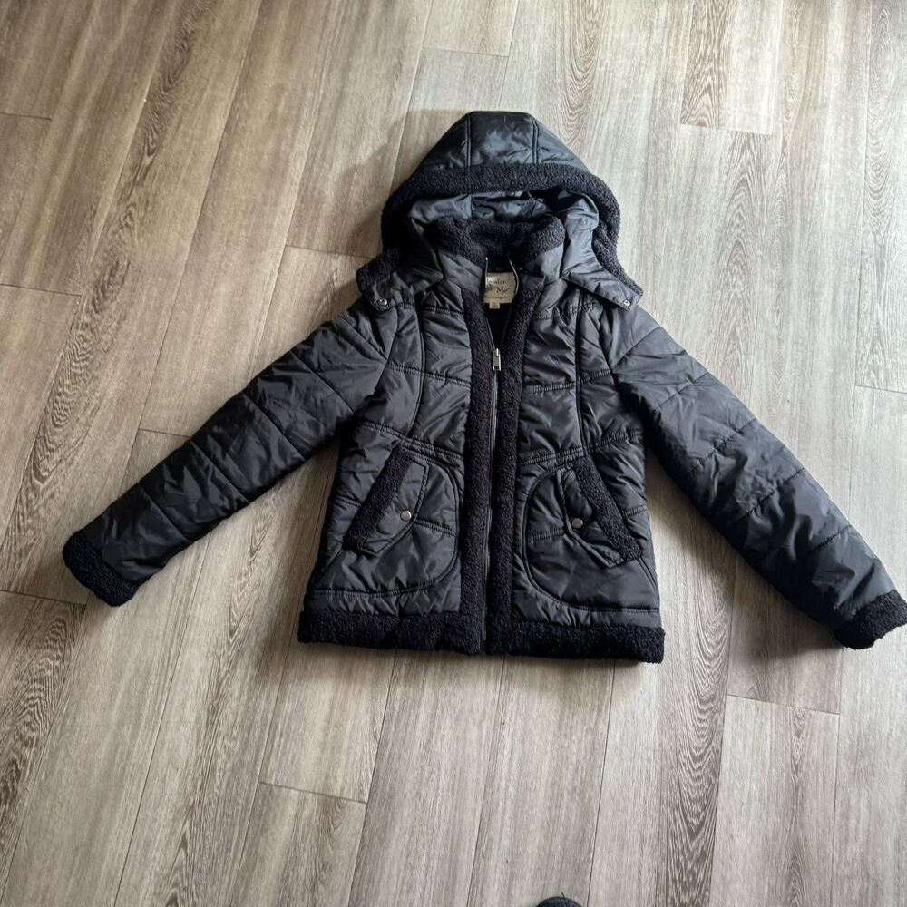 Maralyn & Me Hooded Black Puffer Jacket Quilted Women’s (Junior) Size M - Picture 7 of 16